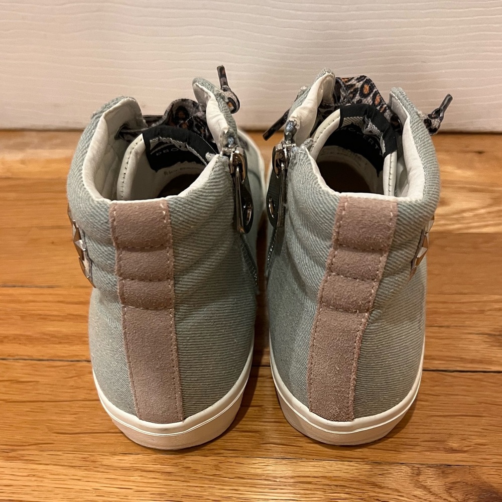 Vintage Havana Light Blue/Gray denim High-Top Sneakers with Star Accents - Picture 3 of 5